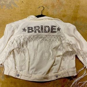 White denim Bride jacket with tassels